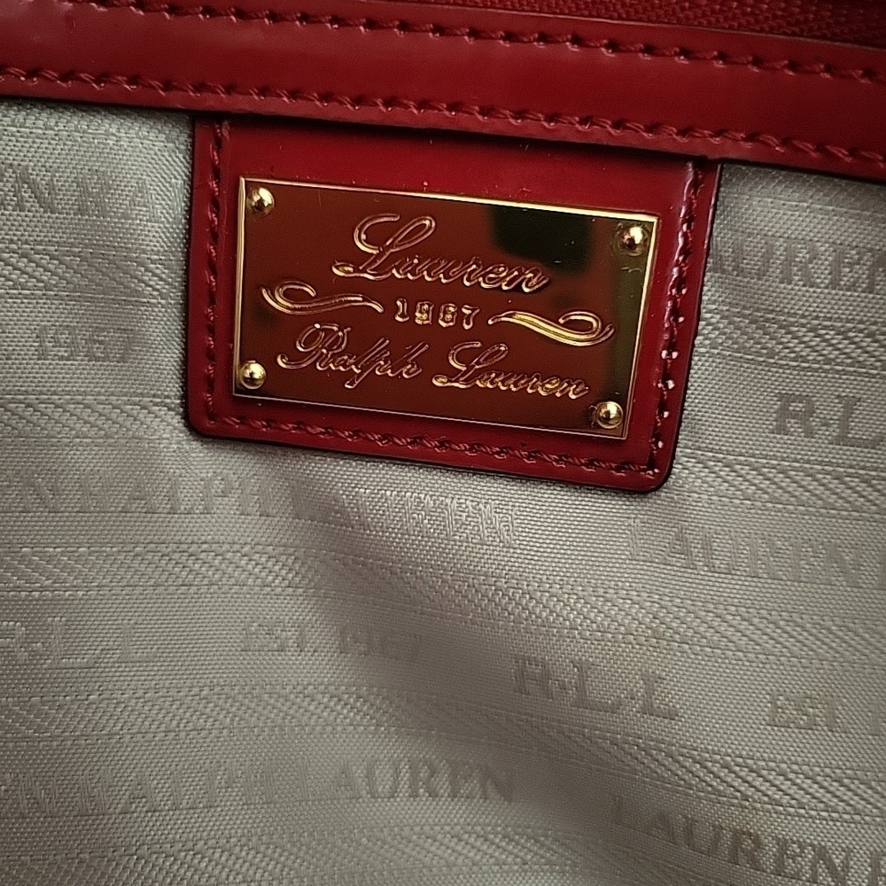 VINTAGE Ralph‎ Lauren Red Initial Logo Pattern Purse - Picture 7 of 16